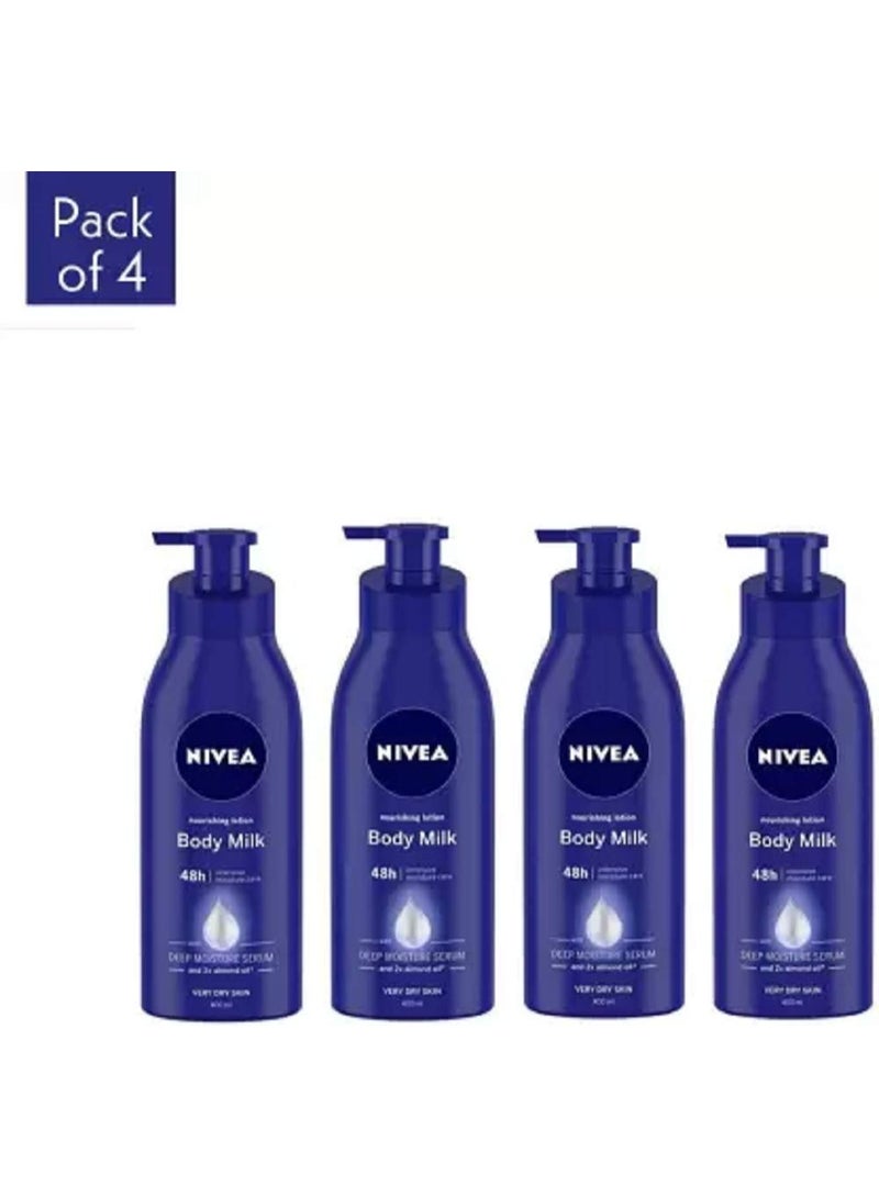 Nivea Body Milk Nourishing Lotion 400ml (Pack of 4) - Image 1